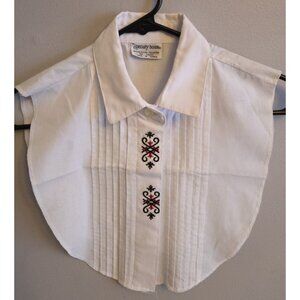Vintage Womens White Dickie The Specialty House Embroidered Design On Placket